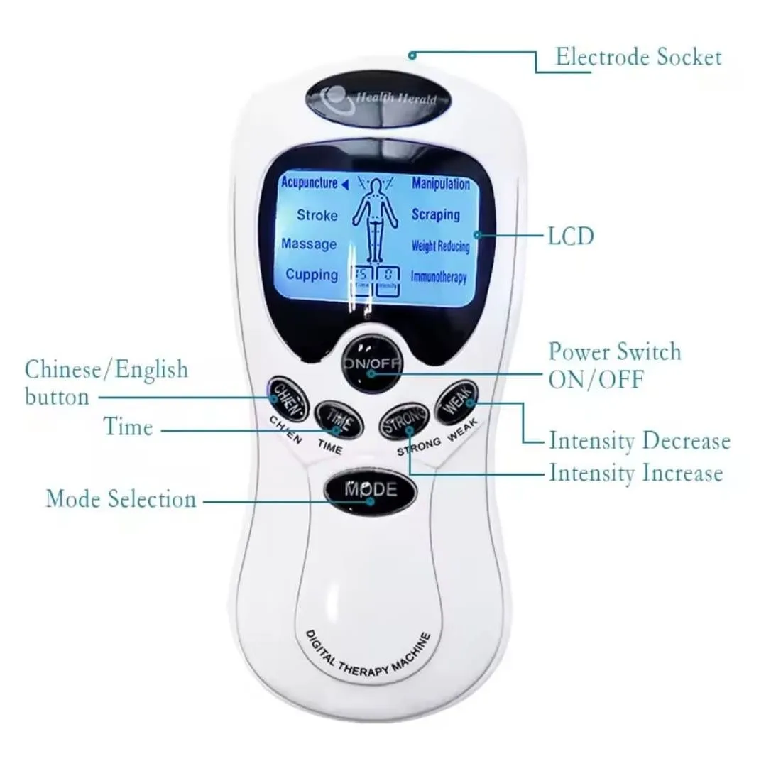 Electroestimulador Tens Digital Therapy 4 Parches Gimnasia