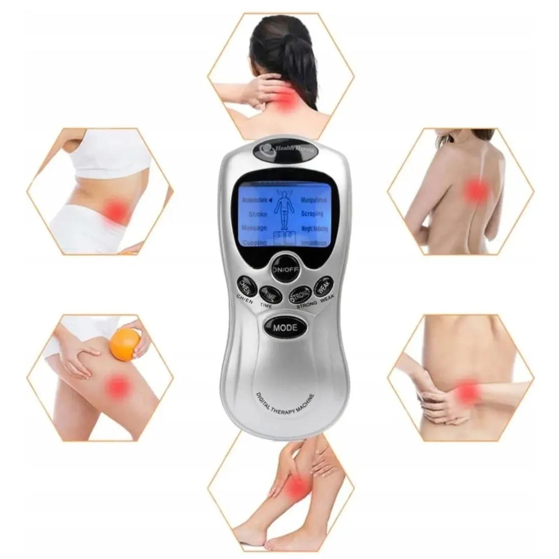 Electroestimulador Tens Digital Therapy 12 Parches Gimnasia