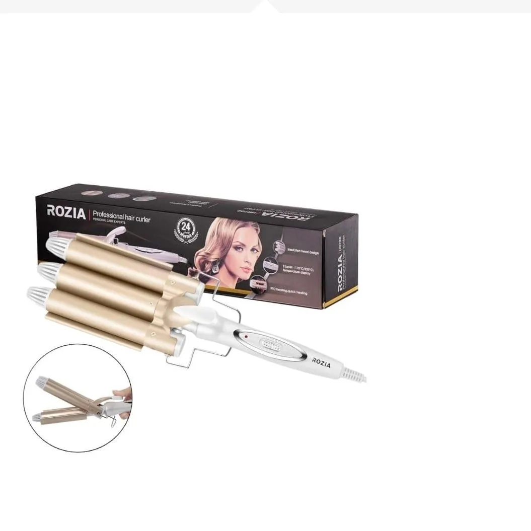 Rizador De Cabello Rozia HR722 Ceramica Ondulador 3 Tubos.