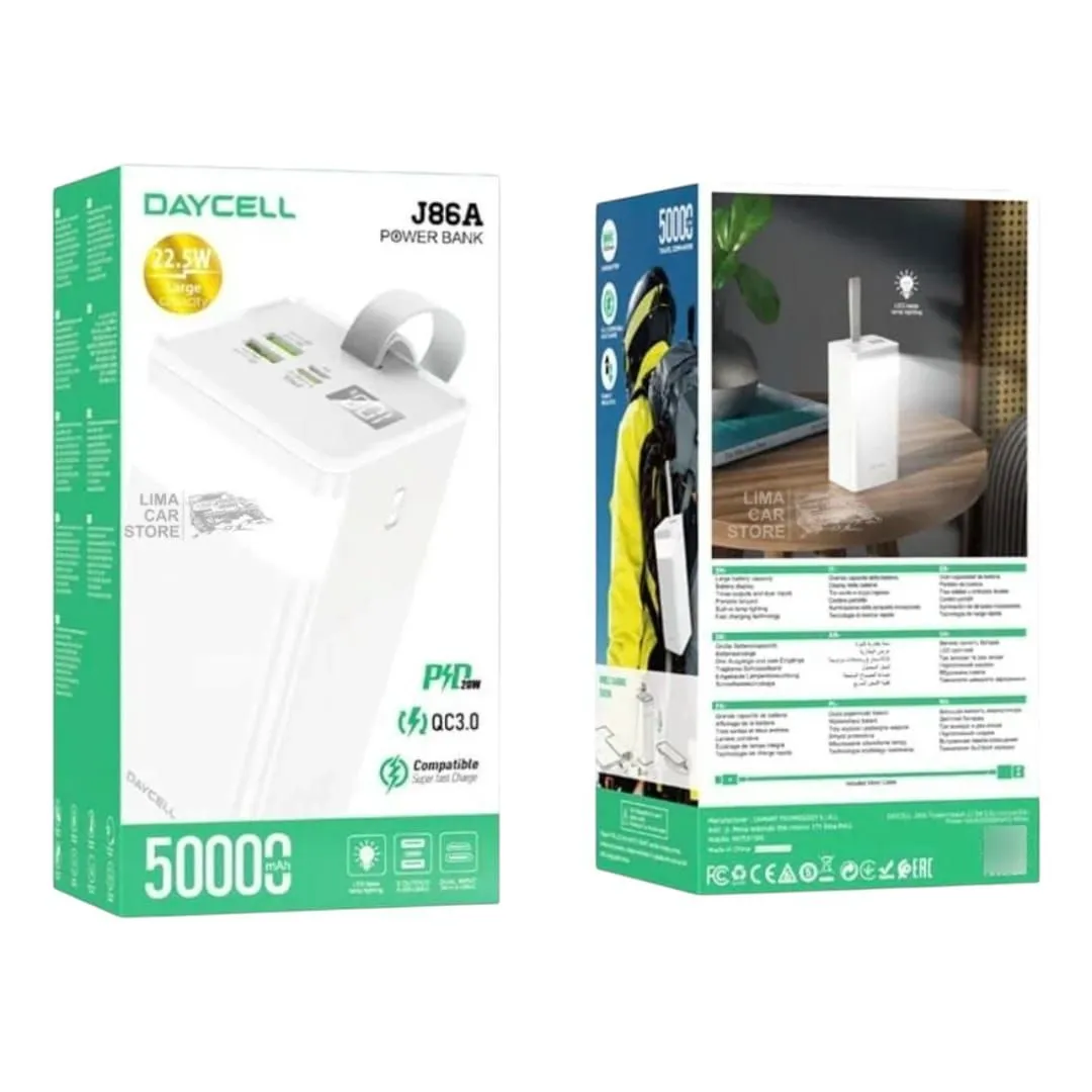 Cargador Portatil Power Bank 50000 Mah Carga 3.0 Daycell