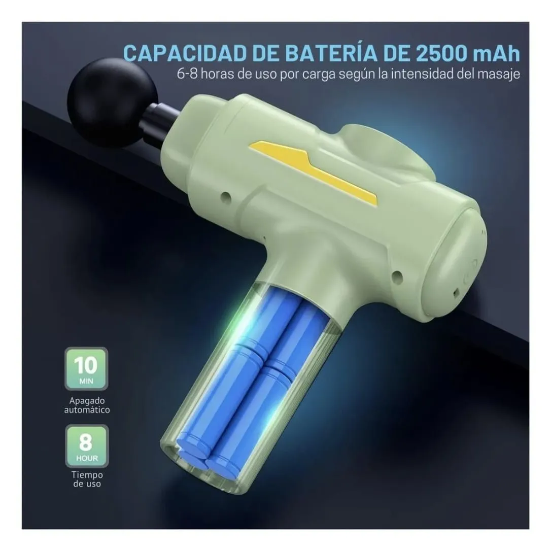 Pistola De Masaje 8 Cabezas Alivio De Dolor Y Recuper Verde Claro — Otros masajes corporales / tonificación