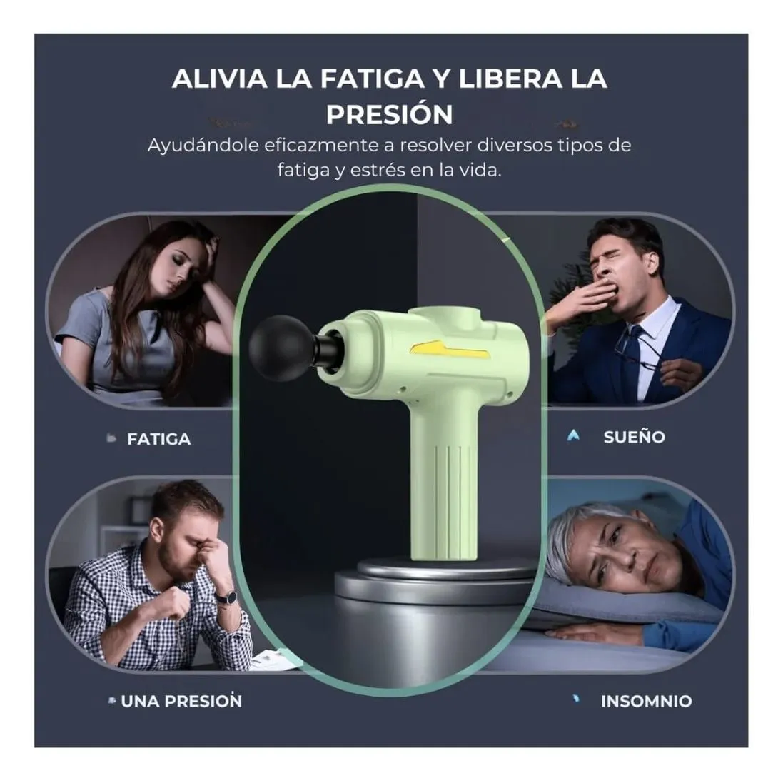 Pistola De Masaje 8 Cabezas Alivio De Dolor Y Recuper Verde Claro