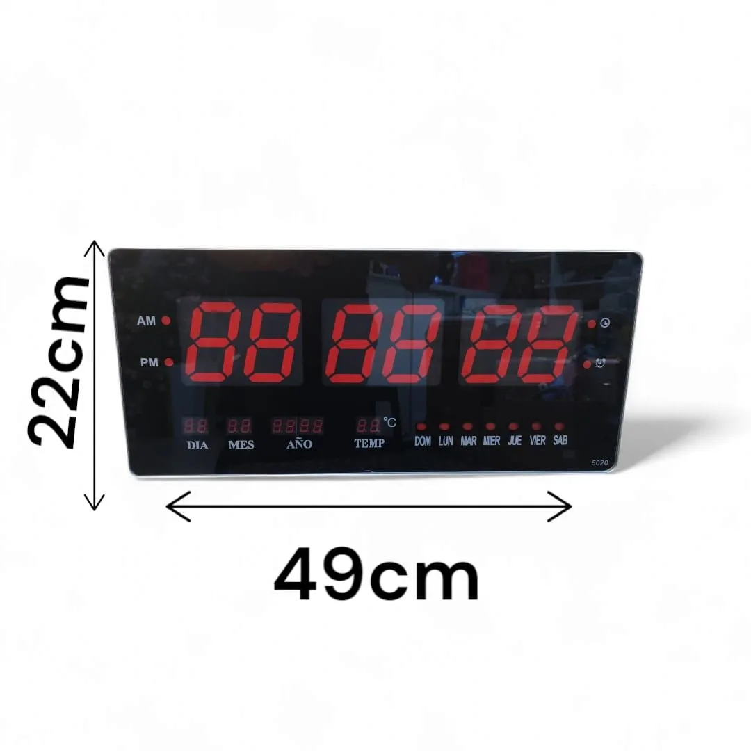 Reloj Digital de Pared con Cronómetro y Control 48x19cm — Relojes
