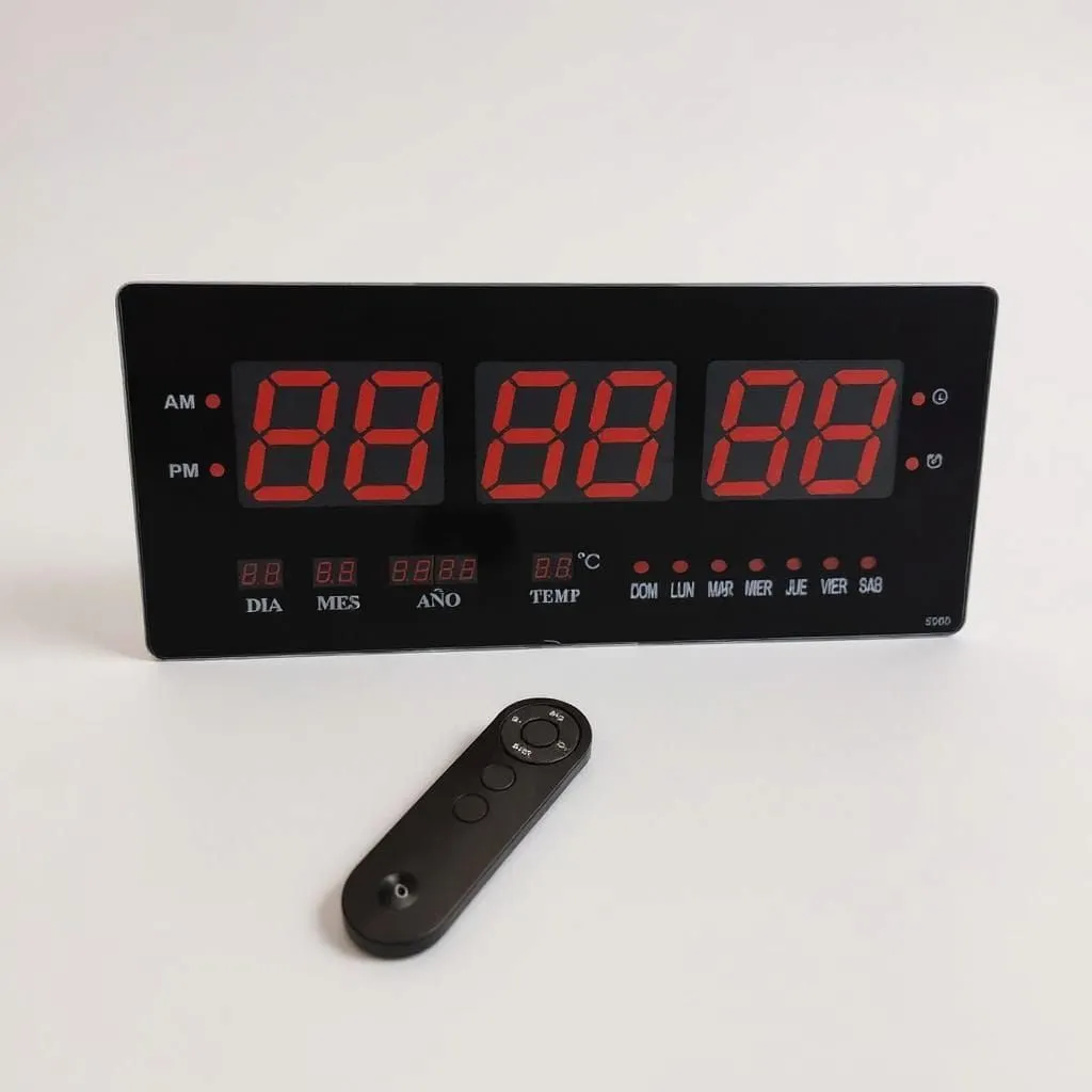 Reloj Digital de Pared con Cronómetro y Control 48x19cm