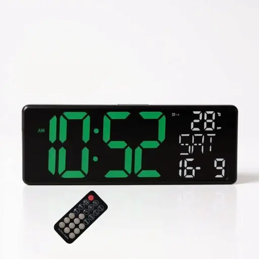 Reloj de Pared Digital Grande con Iluminación RGB y Control Remoto — Relojes