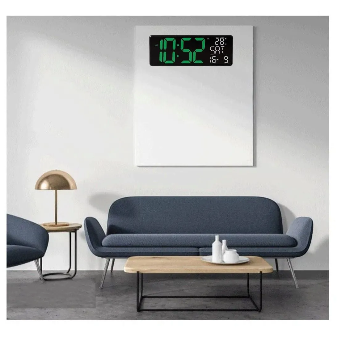 Reloj de Pared Digital Grande con Iluminación RGB y Control Remoto