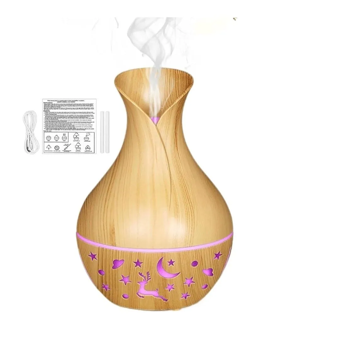 Humidificador Difusor De Aromaterapia Color Madera Luz LED — Difusores de aceites eléctricos