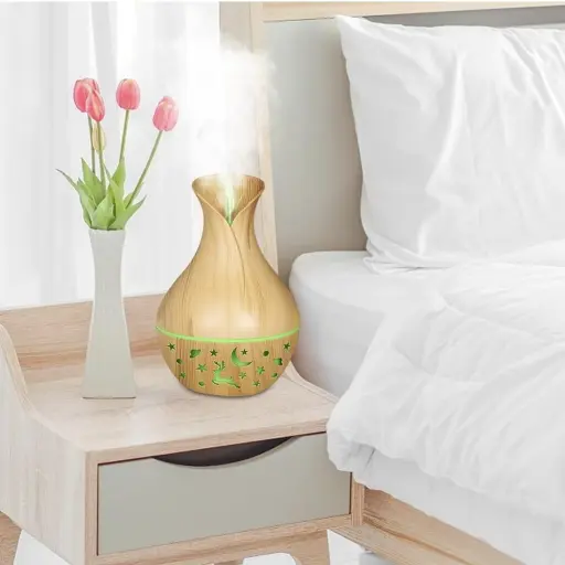Humidificador Difusor De Aromaterapia Color Madera Luz LED — Difusores de aceites eléctricos