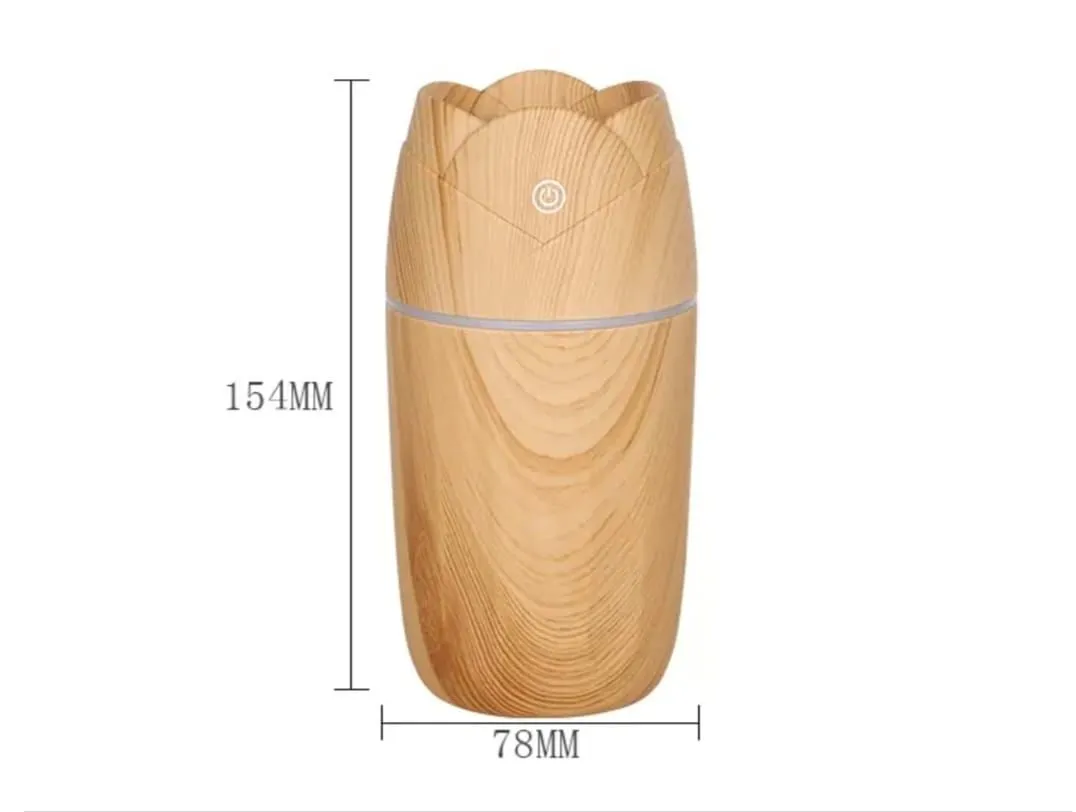Humidificador Difusor Aromaterapia Compacto Madera Luz LED