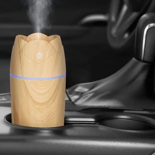 Humidificador Difusor Aromaterapia Compacto Madera Luz LED — Difusores de aceites eléctricos