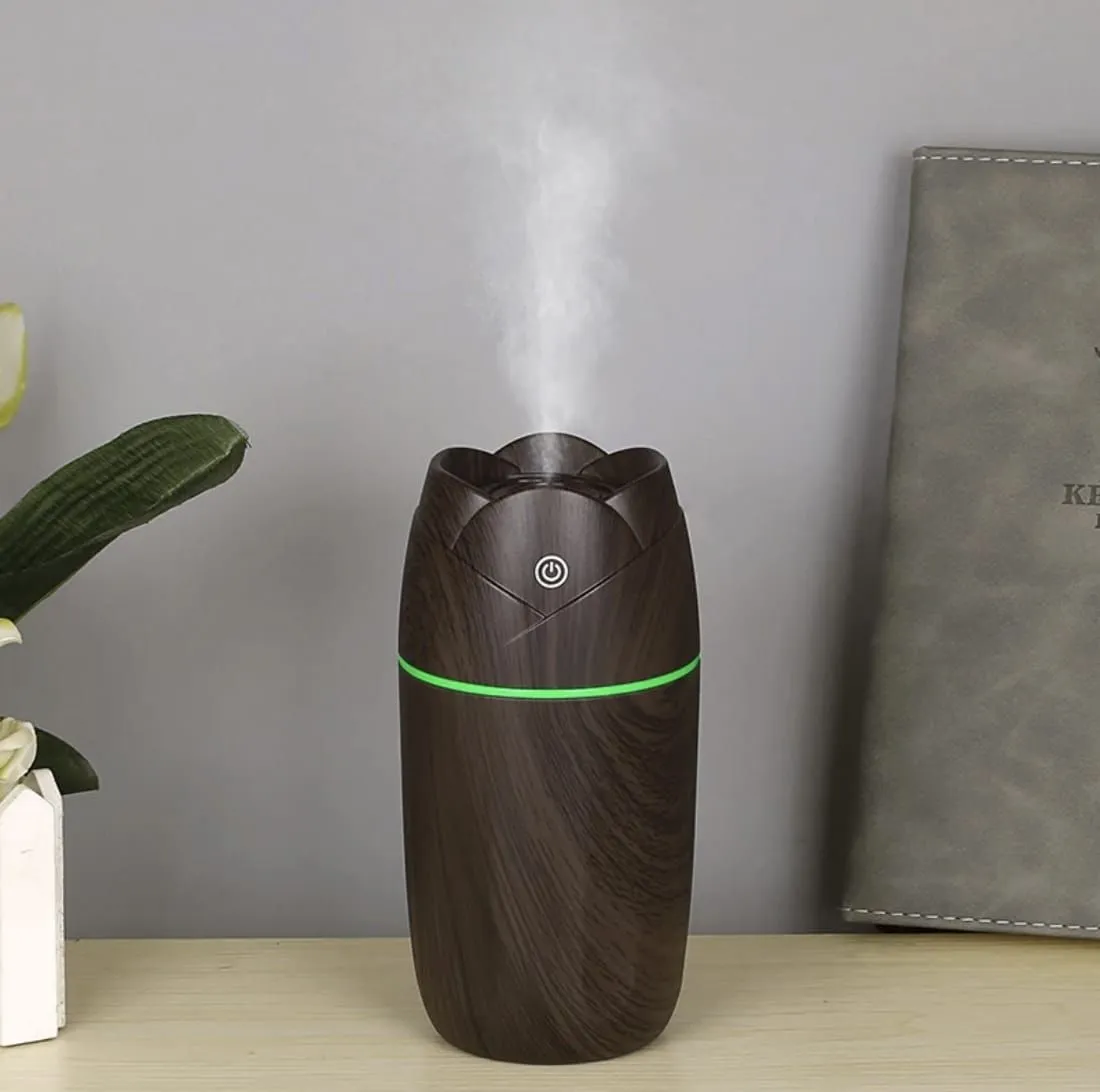 Humidificador Difusor Aromaterapia Compacto Madera Luz LED