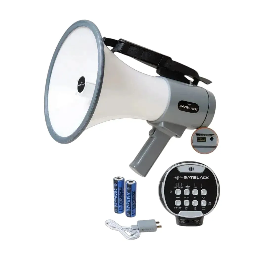 Megáfono Recargable 120W con Sirena Bluetooth y USB BT-MF98 BATBLACK