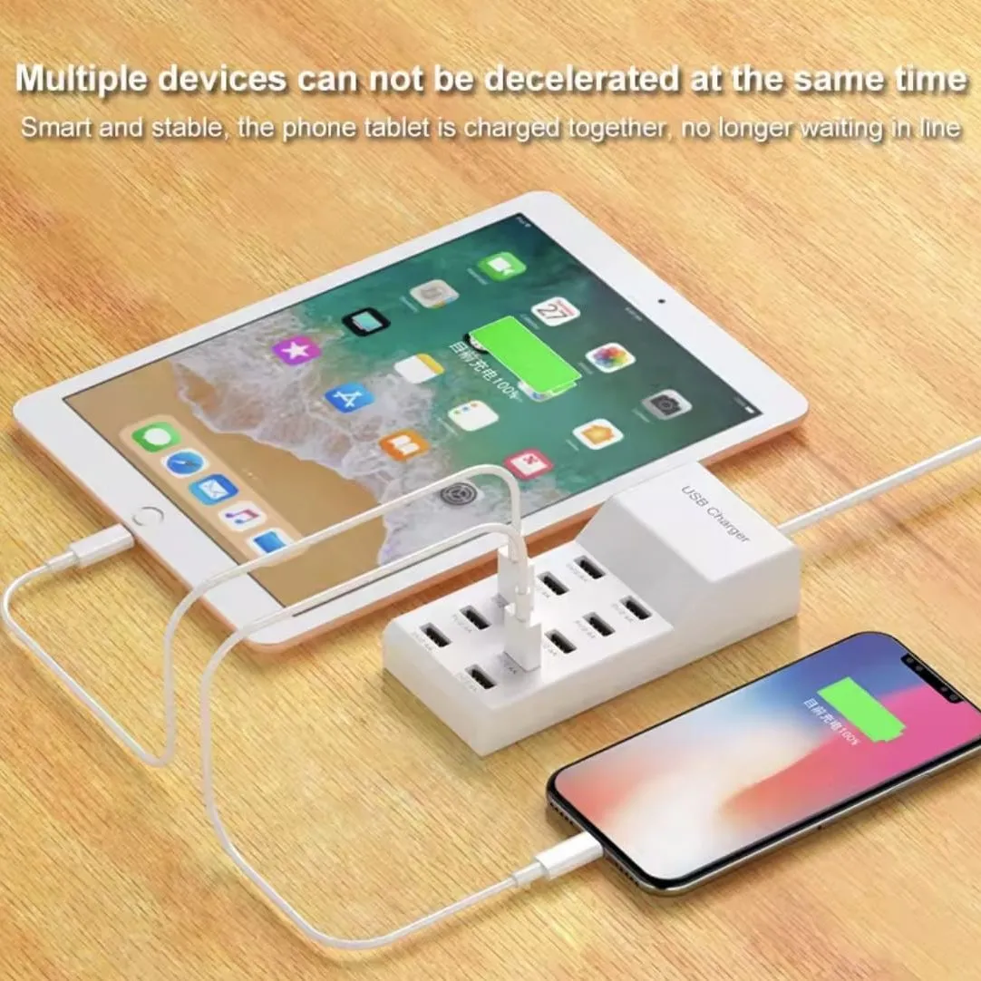Base De Carga Rápida Usb De 10 Puertos Para Escritorio