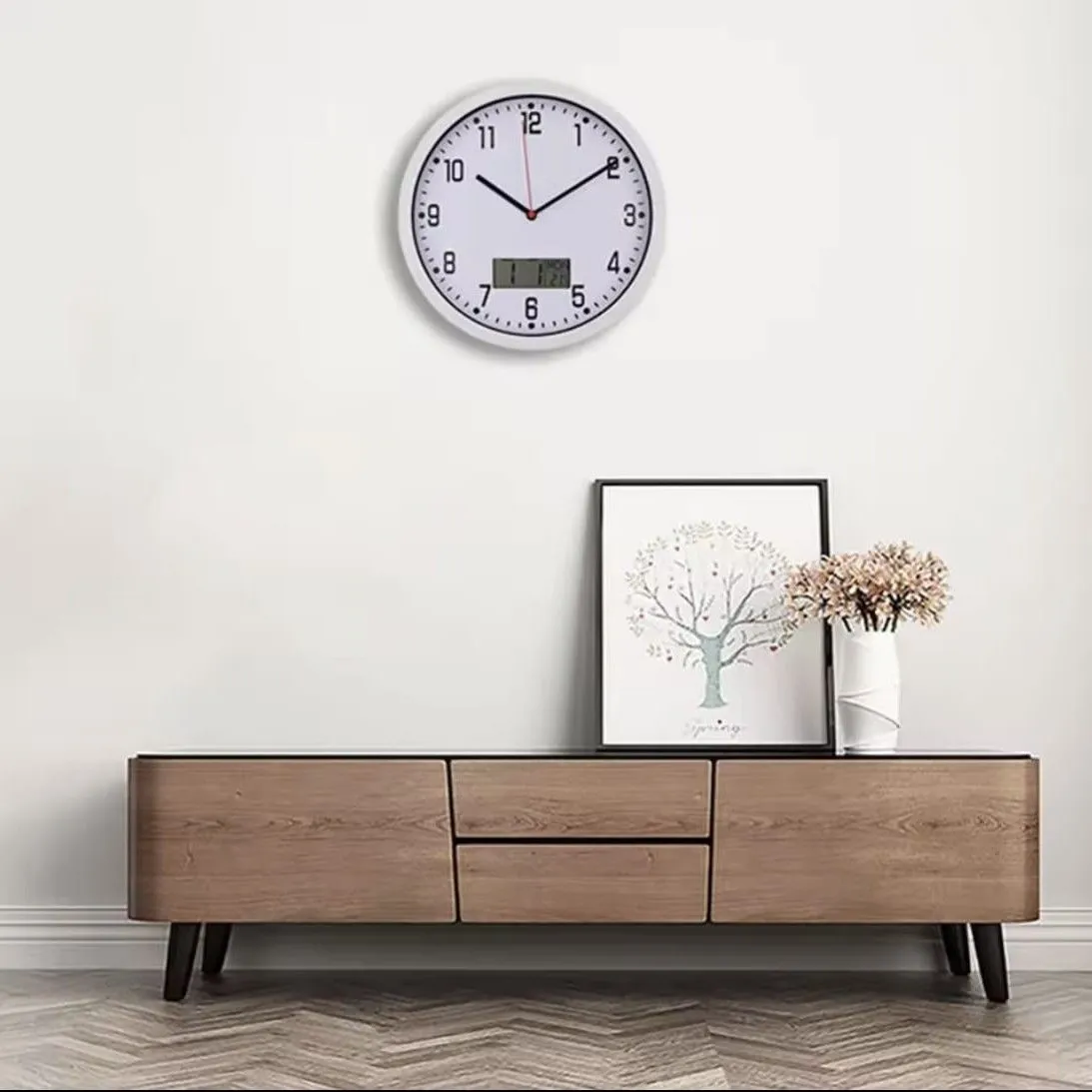 Reloj de Pared Analógico con Display Digital