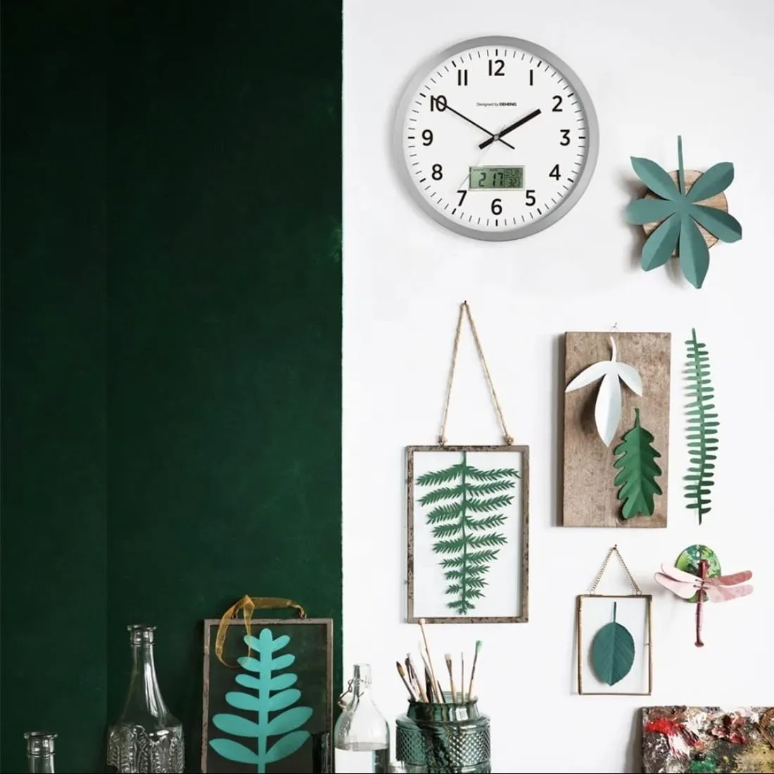 Reloj de Pared Analógico con Display Digital