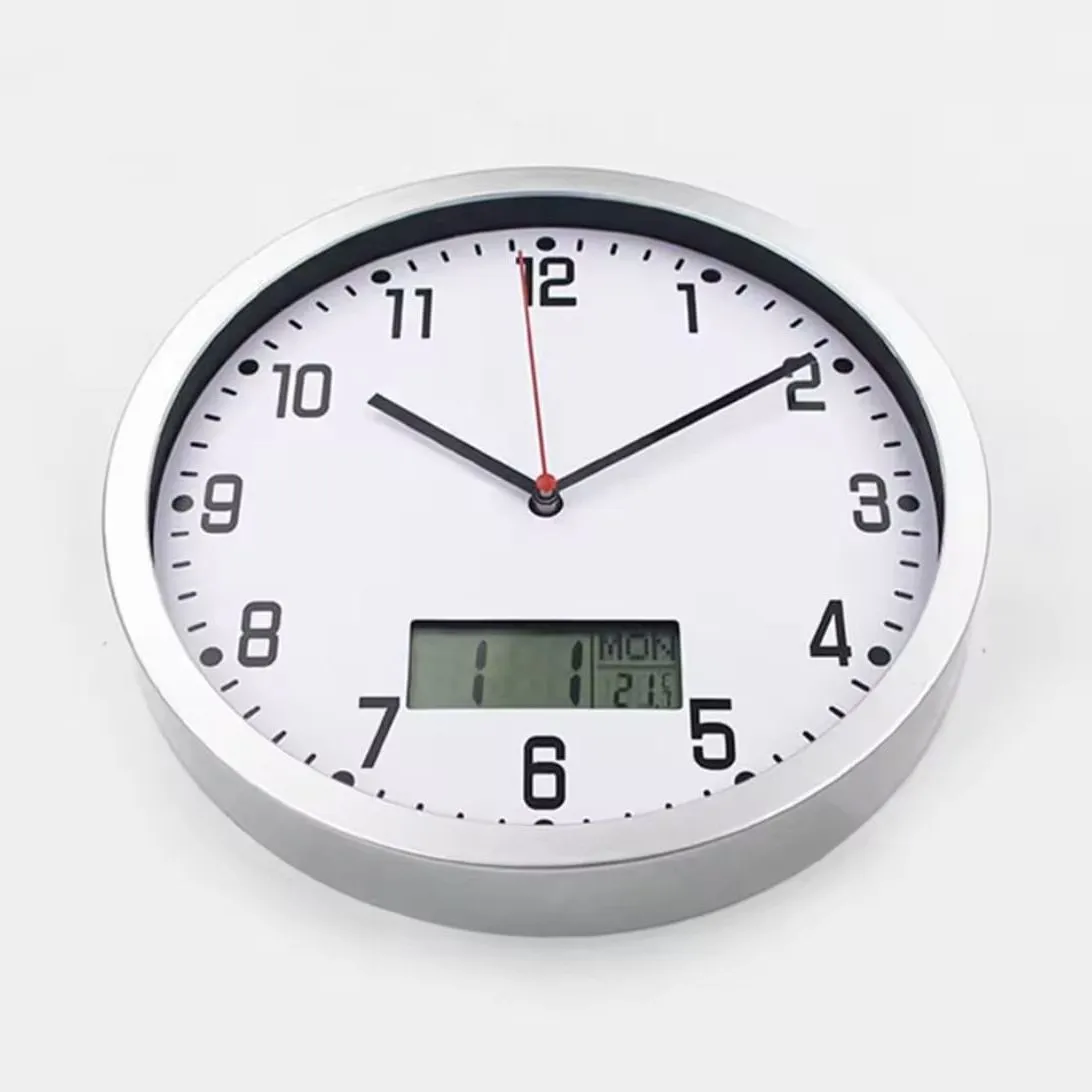 Reloj de Pared Analógico con Display Digital