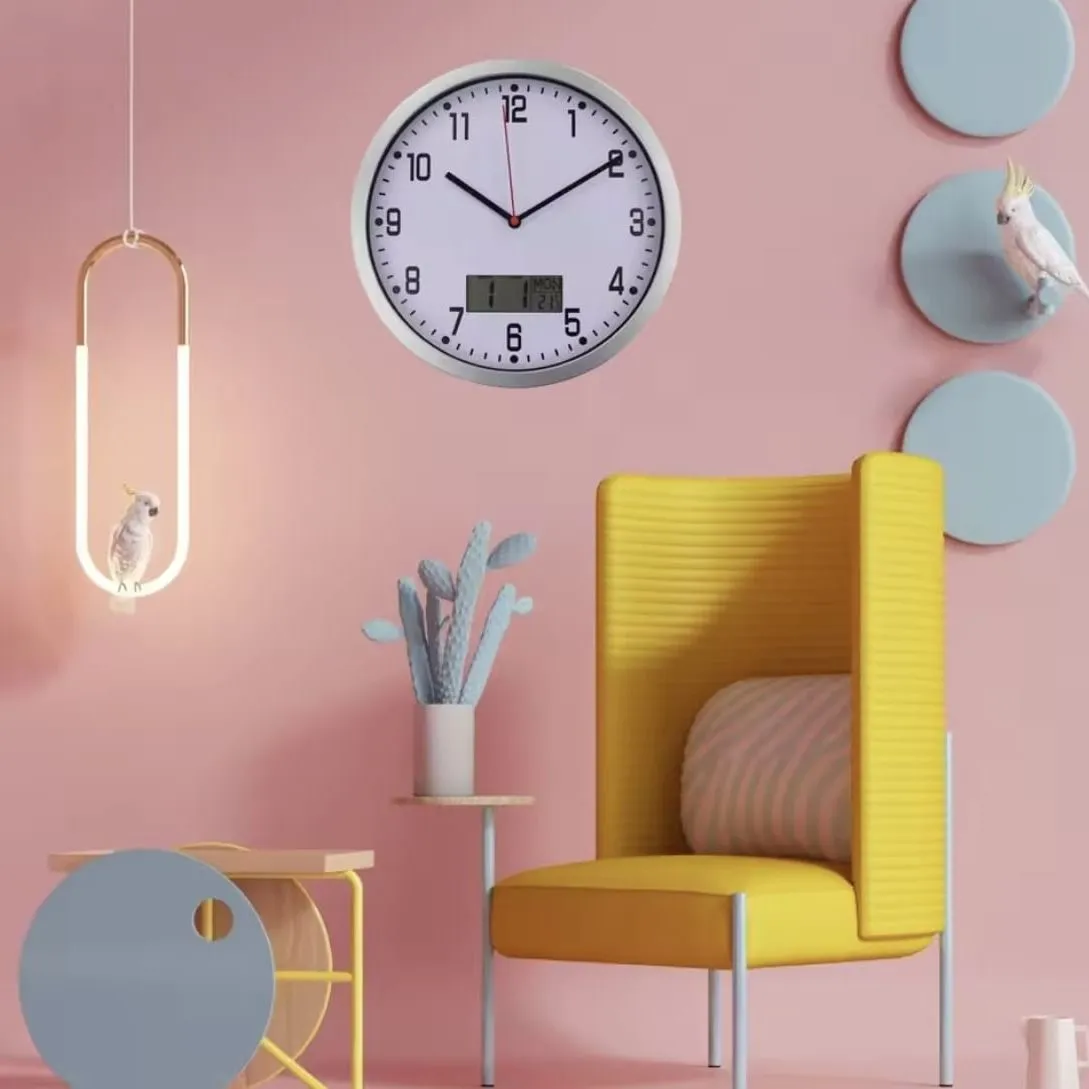 Reloj de Pared Analógico con Display Digital — Relojes