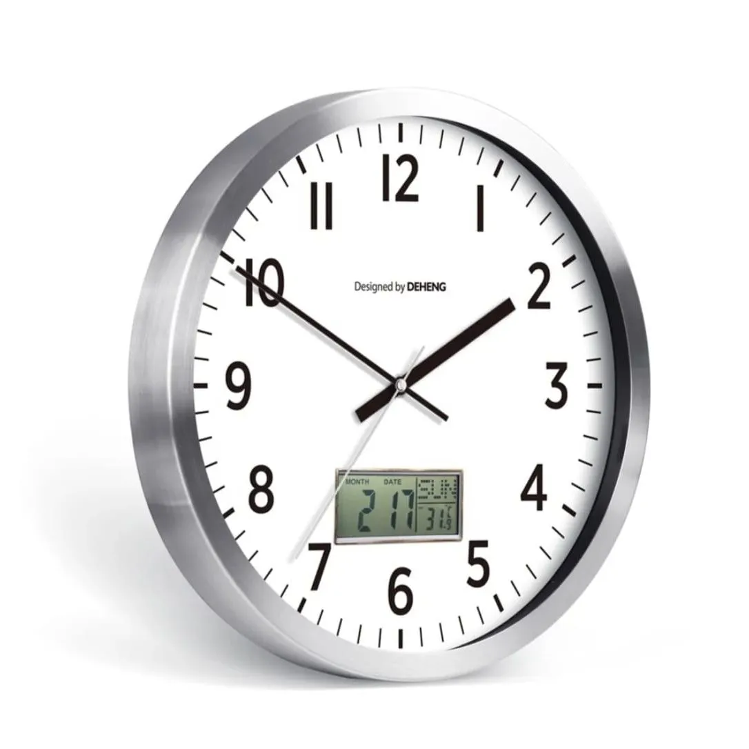 Reloj de Pared Analógico con Display Digital
