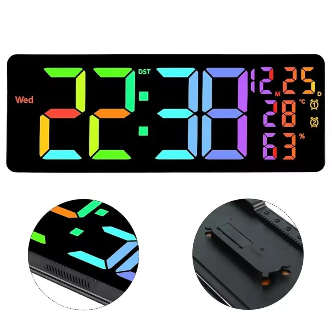 Reloj Digital de Pared Grande 42x16cm con Cronometro Temporizador