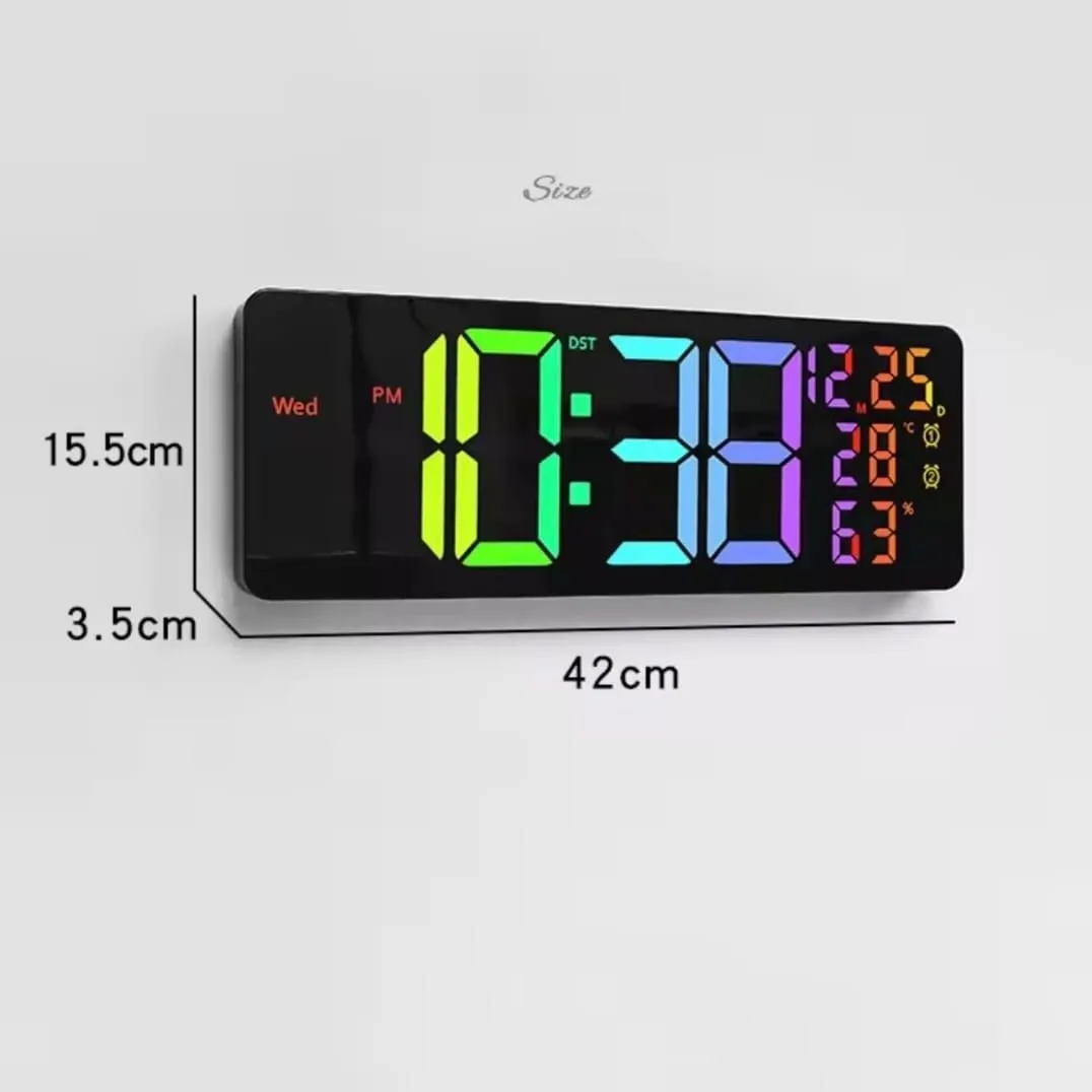 Reloj Digital de Pared Grande 42x16cm con Cronometro Temporizador