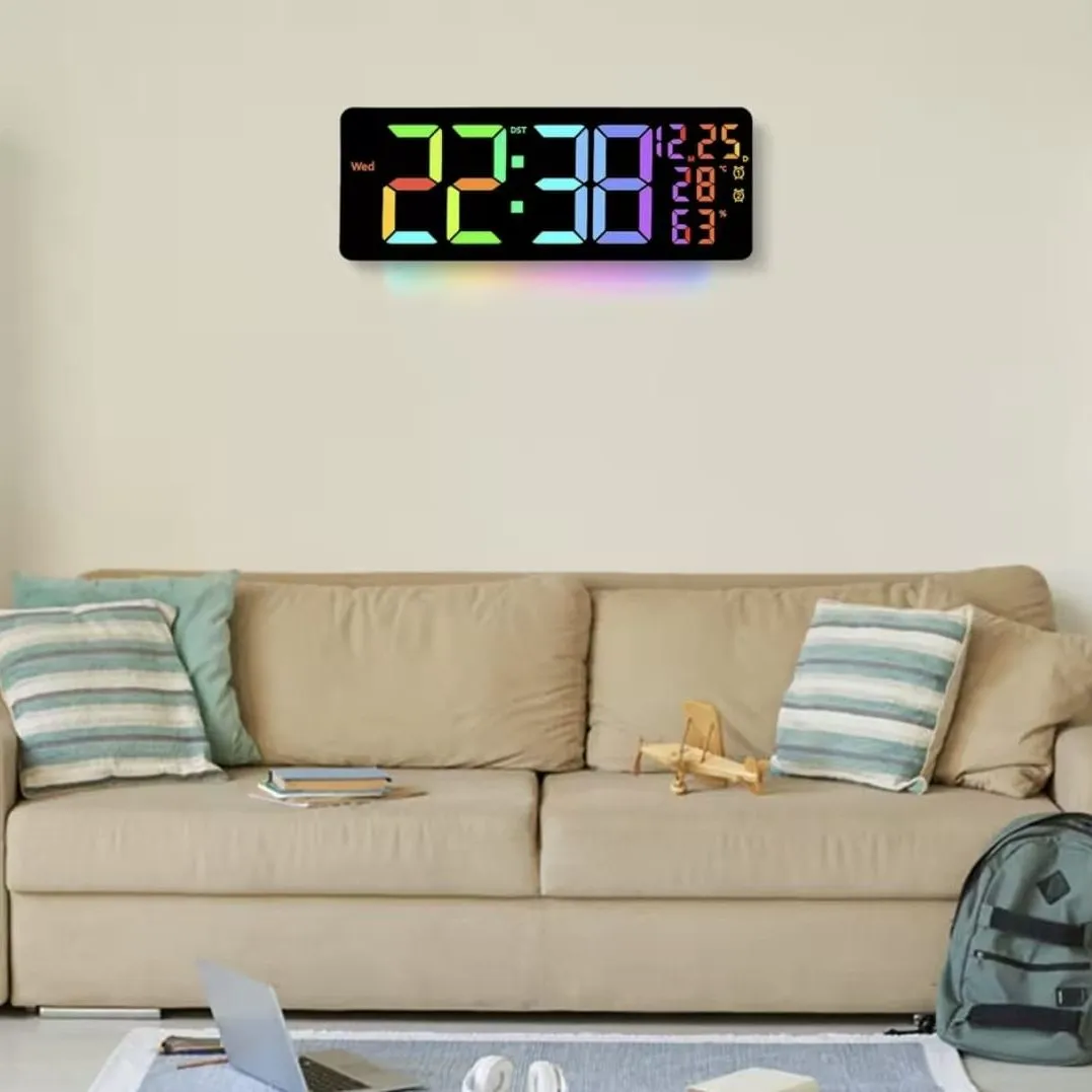 Reloj Digital de Pared Grande 42x16cm con Cronometro Temporizador