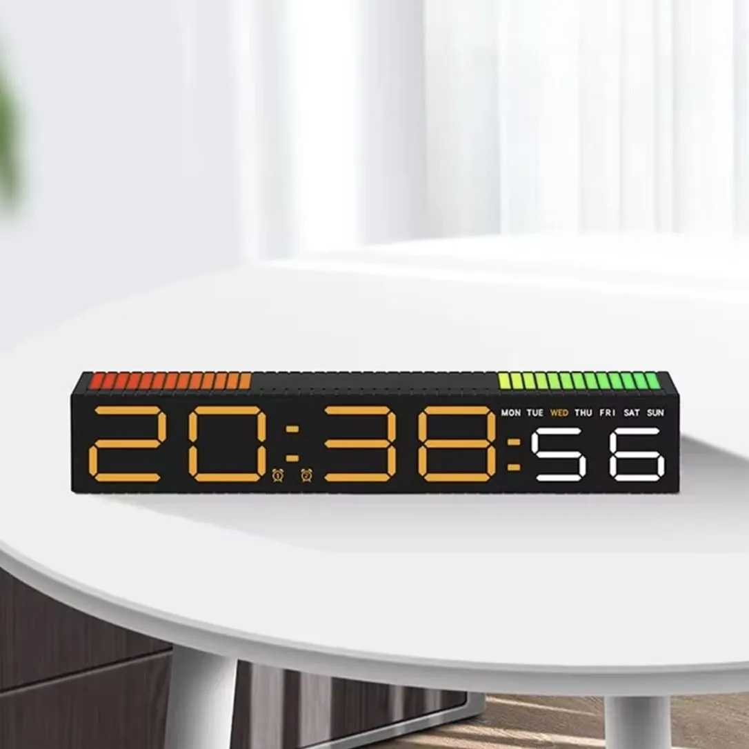 Reloj Digital de Escritorio con luz RGB y Sensor de Sonido de Musica — Relojes