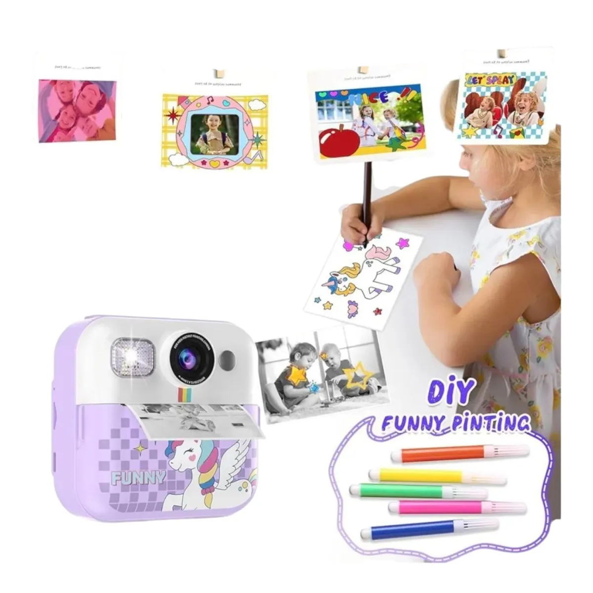 Mini Cámara Instantánea Infantil con Impresora Térmica