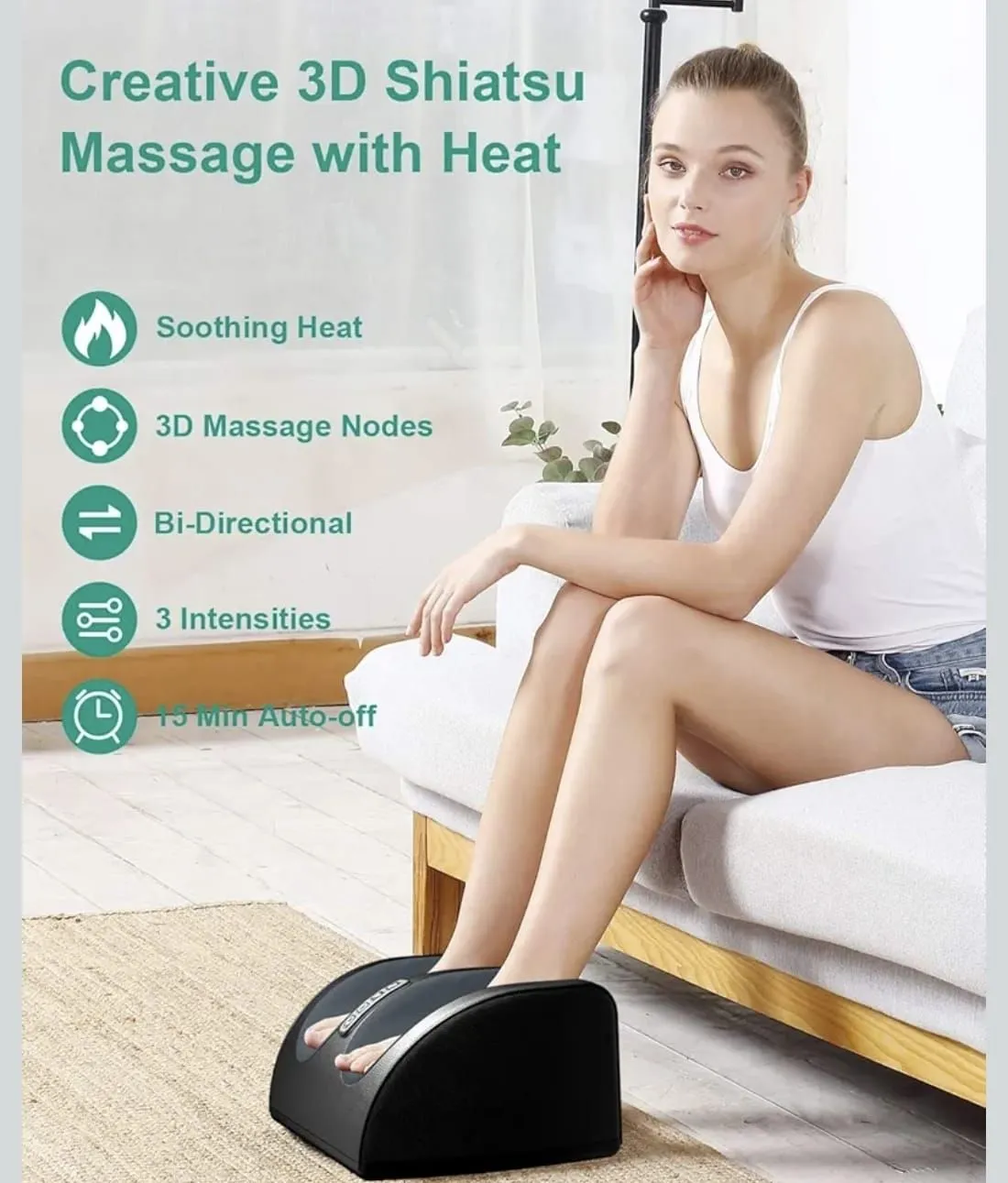 Masajeador Eléctrico de Pies y Piernas con Calor – 3 Velocidades