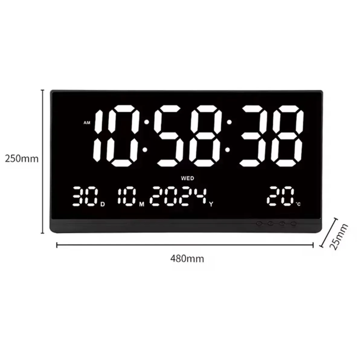 Reloj Digital LED Grande Hora Fecha y Temperatura 48x26cm