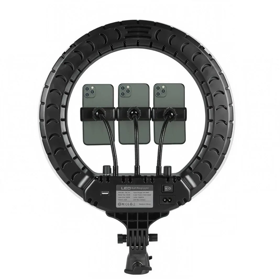Aro de Luz LED Profesional 45cm con Trípode, Control Remoto y Soporte para 3 Celulares