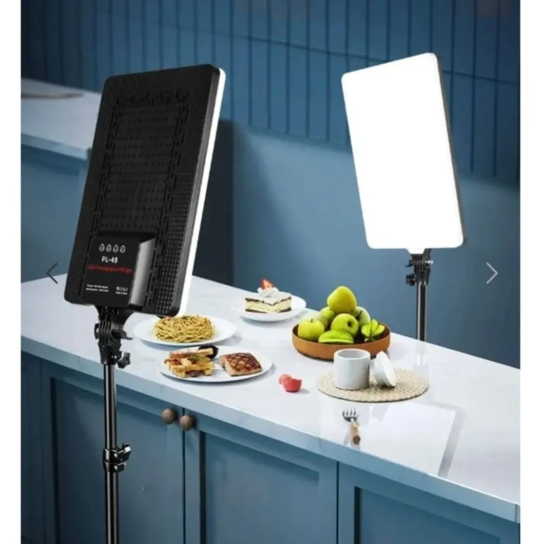 Panel LED Profesional PL-48 con Trípode y Control Remoto — Flashes electrónicos de estudio fotográfico