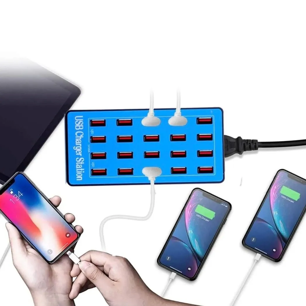Hub Cargador Múltiple de Alta Potencia de 20 Puertos 100W para Celulares y Tablets