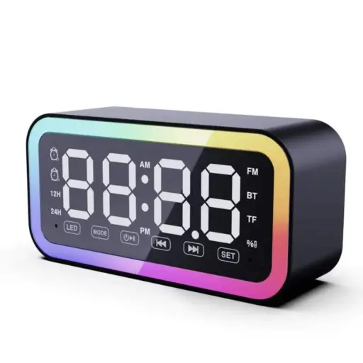 Reloj Despertador LED RGB con Bluetooth, Radio FM y Entrada TF Parlante Digital — Relojes