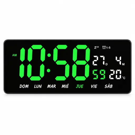 Reloj Digital de Pared LED 36x16cm - Hora, Fecha y Temperatura — Relojes