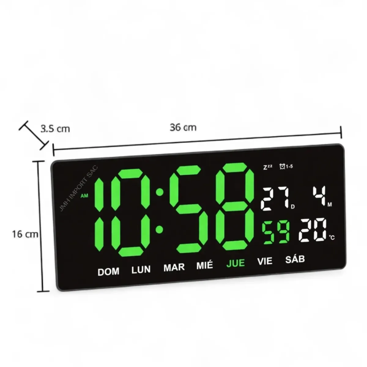 Reloj Digital de Pared LED 36x16cm - Hora, Fecha y Temperatura — Relojes