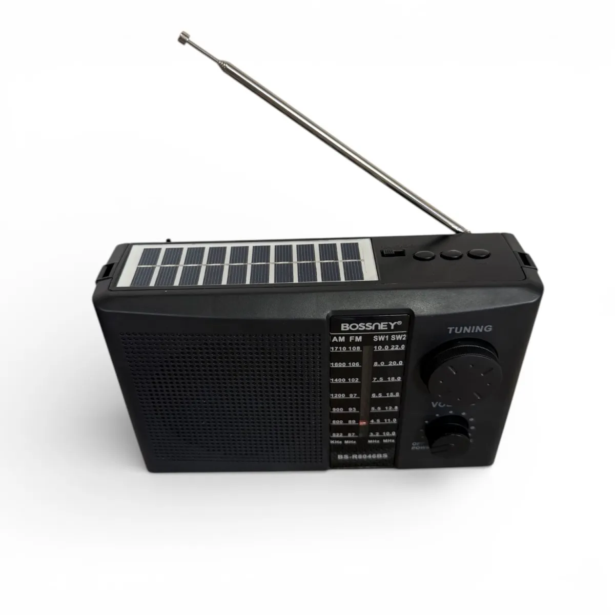 Radio Portátil Bossney Solar Bluetooth FMAMSW con Linterna