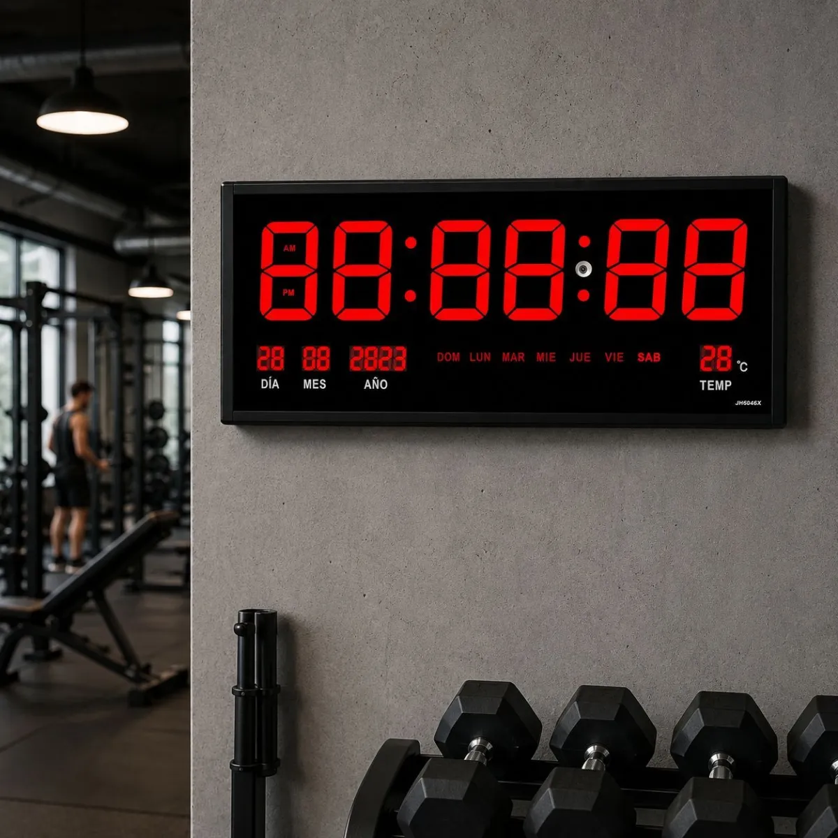 Reloj Digital LED de Pared Grande 60x26 cm con Fecha, Temperatura y Formato 12-24 Horas