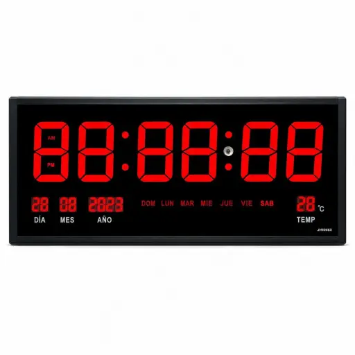 Reloj Digital LED de Pared Grande 60x26 cm con Fecha, Temperatura y Formato 12-24 Horas — Relojes