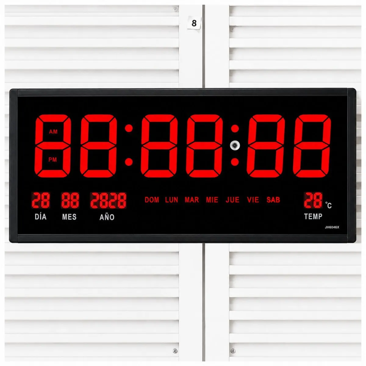 Reloj Digital LED de Pared Grande 60x26 cm con Fecha, Temperatura y Formato 12-24 Horas