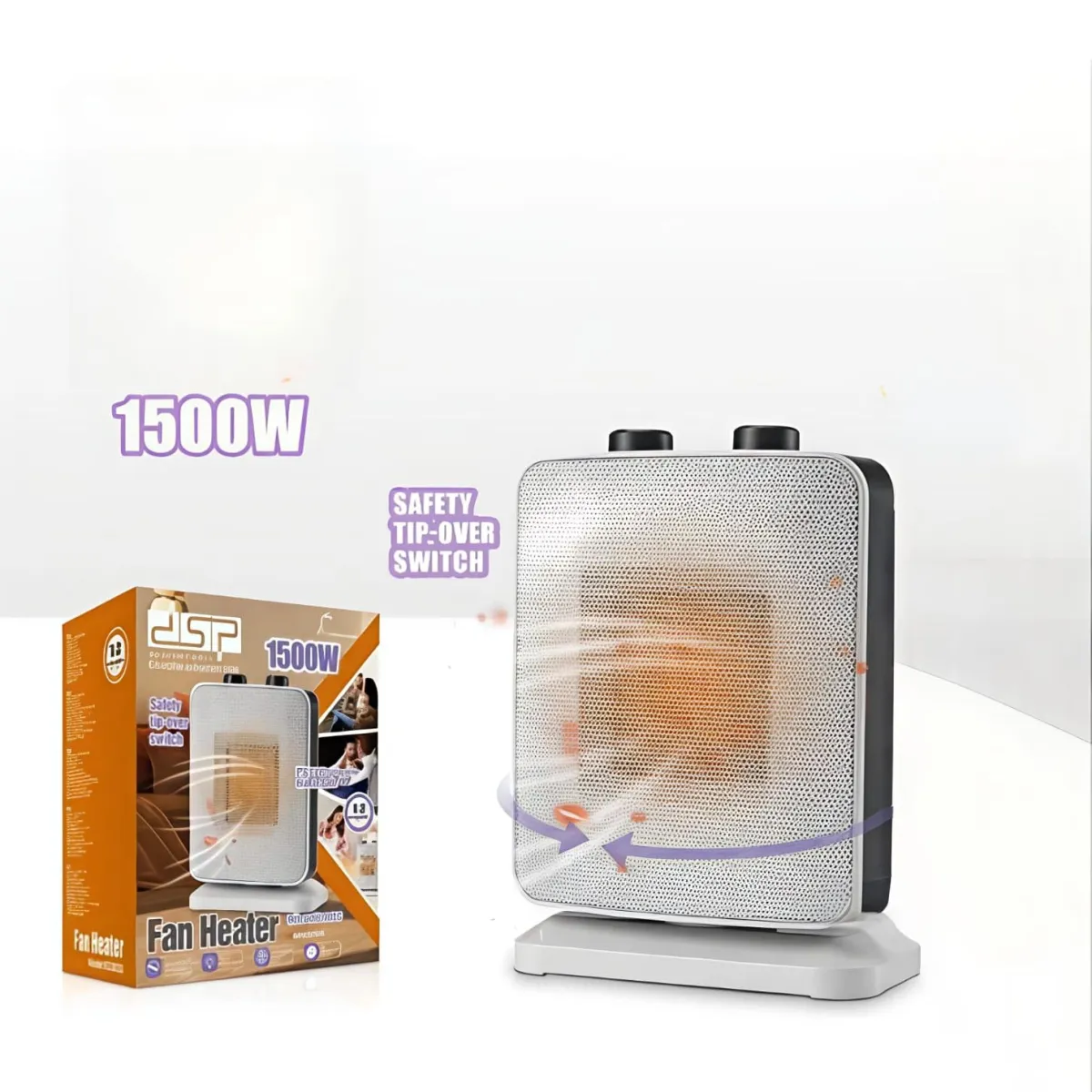 Calefactor Eléctrico DSP 1500W Oscilante con Termostato Ajustable — Calentadores de habitación / estufas