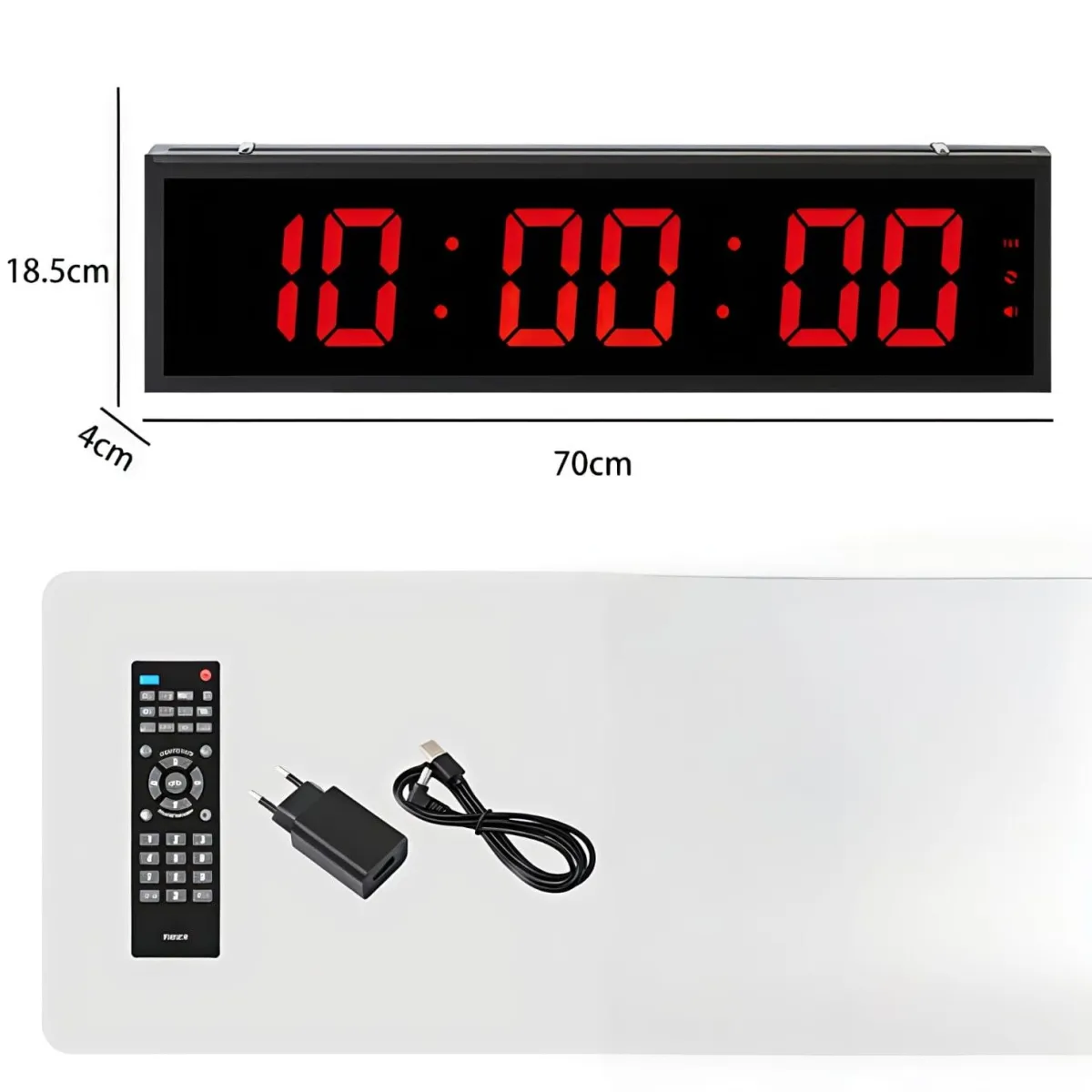 Reloj Digital LED Gigante 70x19 cm con Cronómetro, Cuenta Regresiva, Intervalos y Control Remoto