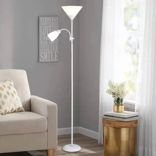 Lámpara de Pie LED 2 en 1 con Luz de Lectura Ajustable — Lámparas de pie / mesa / escritorio