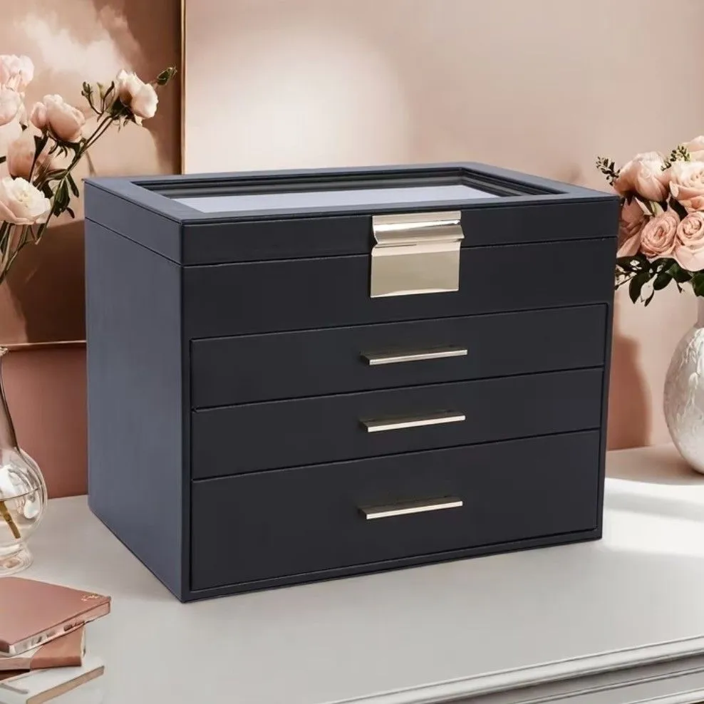 Joyero Organizador de Lujo con Espejo, 3 Cajones y Compartimentos para Joyas — Joyeros / bolsas