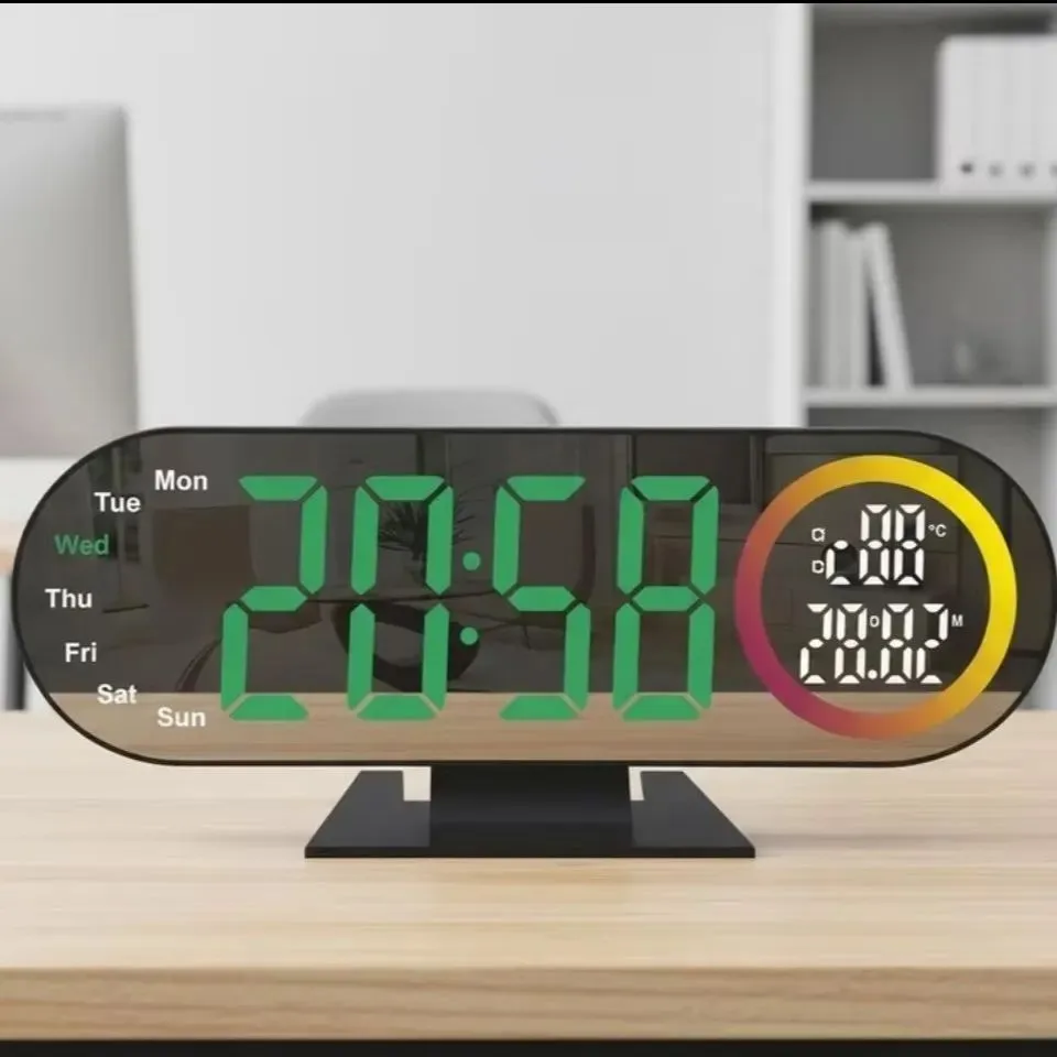 Reloj Digital LED RGB Multifunción con Temperatura, Calendario, Alarma y Pantalla de Colores — Relojes