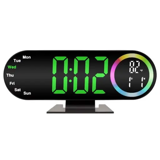 Reloj Digital LED RGB Multifunción con Temperatura, Calendario, Alarma y Pantalla de Colores — Relojes