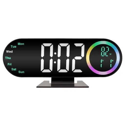 Reloj Digital LED RGB Multifunción con Temperatura, Calendario, Alarma y Pantalla de Colores — Relojes