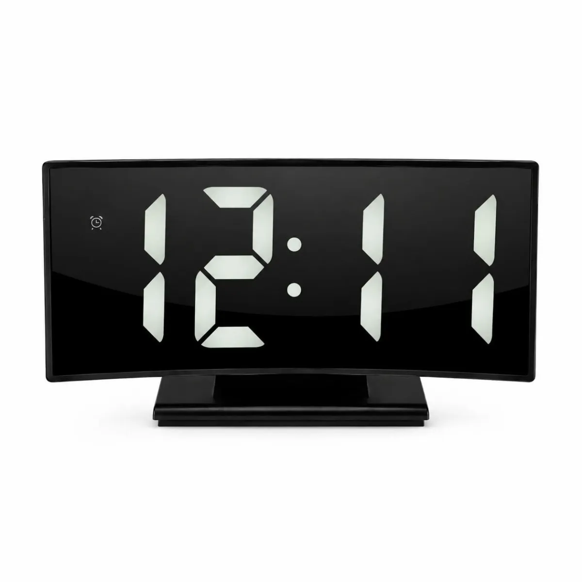 Reloj Digital LED Curvo de Mesa con Alarma, Pantalla Grande y Control de Brillo