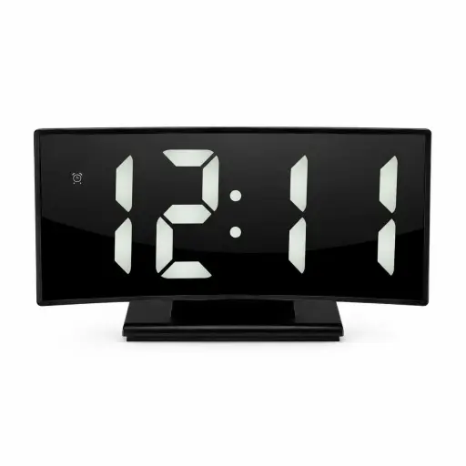 Reloj Digital LED Curvo de Mesa con Alarma, Pantalla Grande y Control de Brillo — Relojes