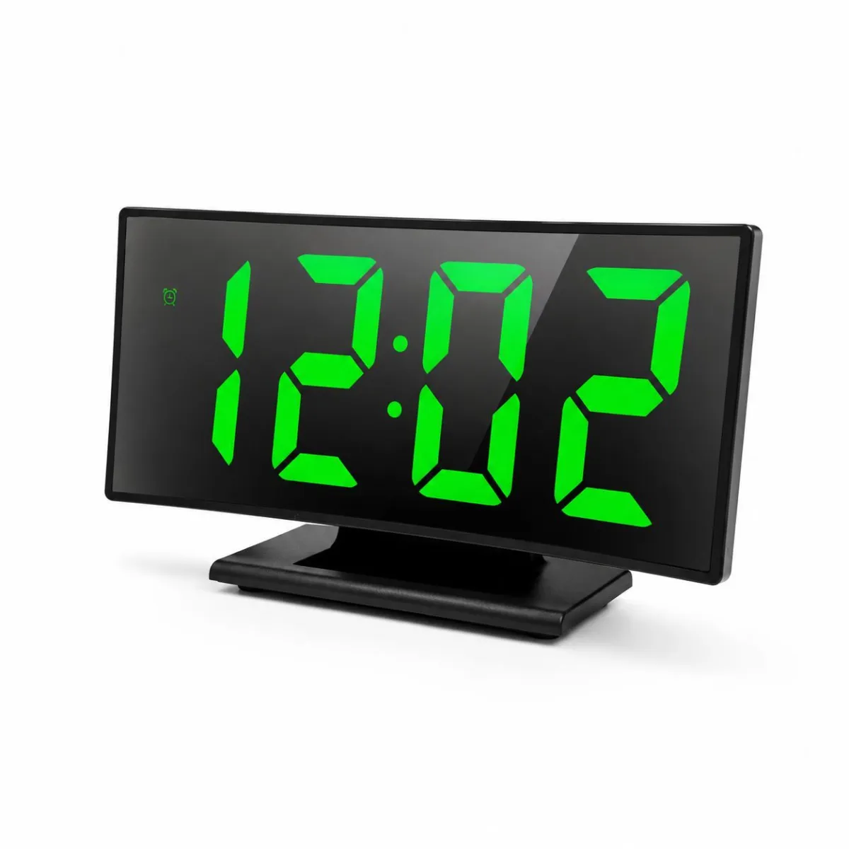 Reloj Digital LED Curvo de Mesa con Alarma, Pantalla Grande y Control de Brillo — Relojes
