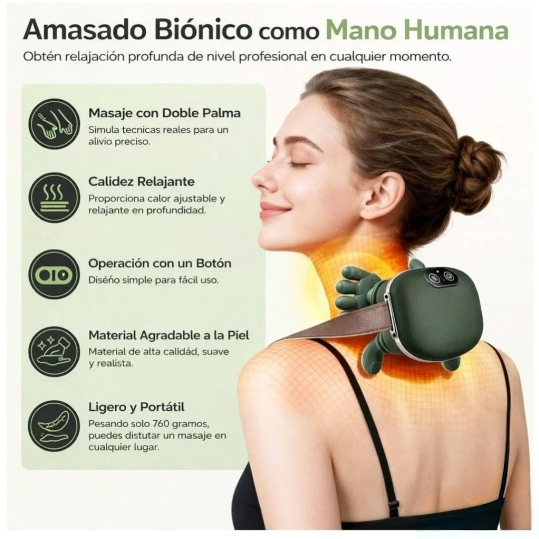 Masajeador de Cuello Tipo Manos 4D con Calor Terapéutico para Contracturas, Estrés y Fatiga Muscular — Otros implementos de rehabilitación